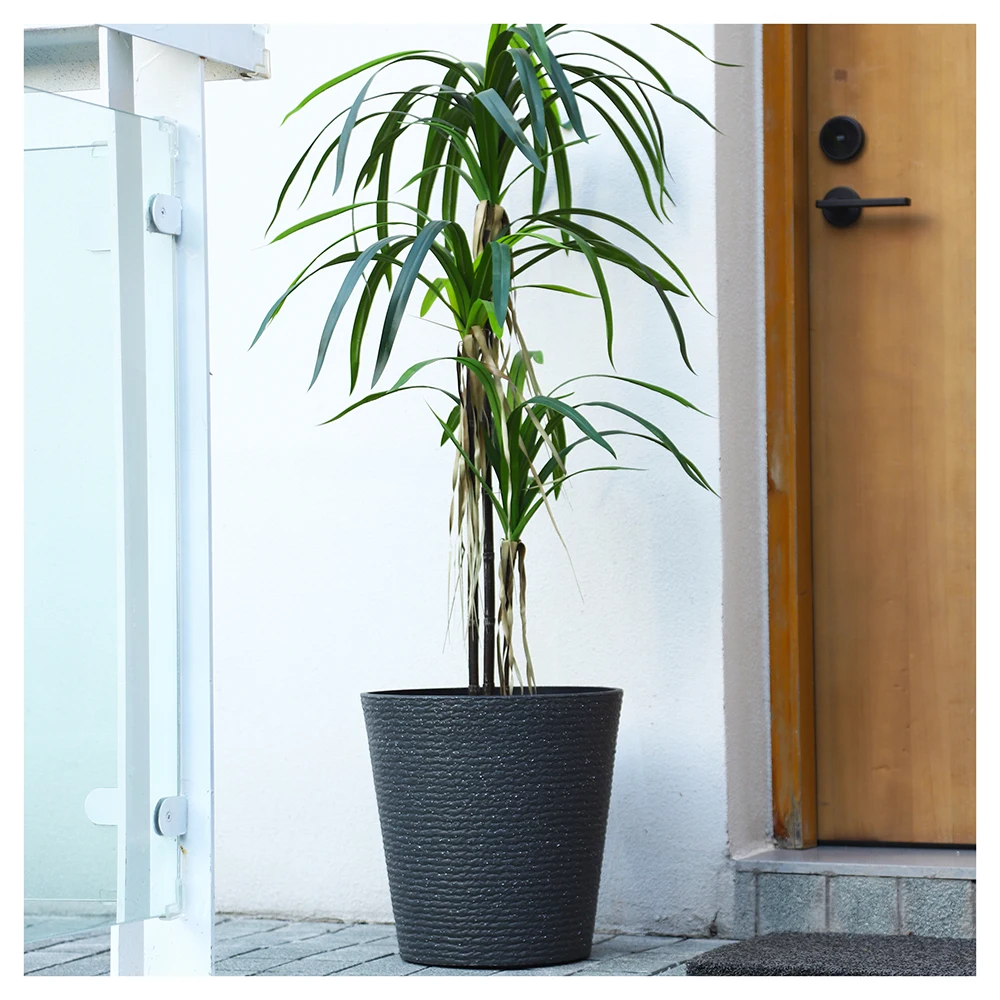 Manufacturer Wholesale Round Plant Pots Plastic Pots Tall Outdoor Fibre  Planter Stones Textured Large Cone Planters