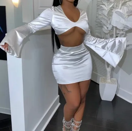 R20496S женский новый 2022 модный осенний комплект с юбкой и коротким топом рукавом-фонариком