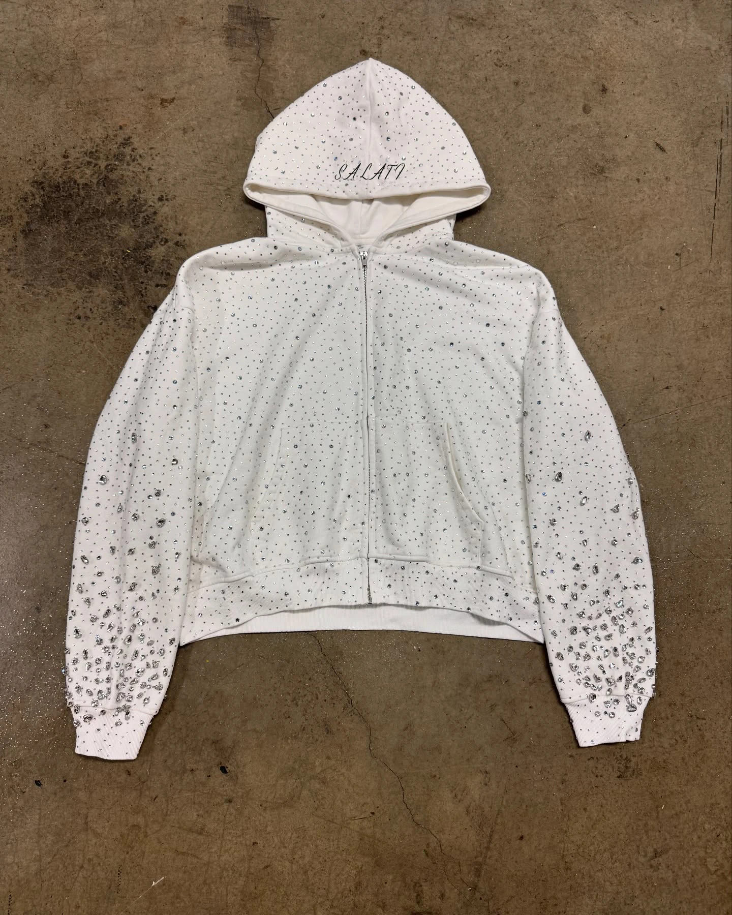 Custom Men's Street Clothing Essential Clothing Manufacturer Rhinestone Embroidered Hooded Jacket Garment Designer Hoodie gallery 8