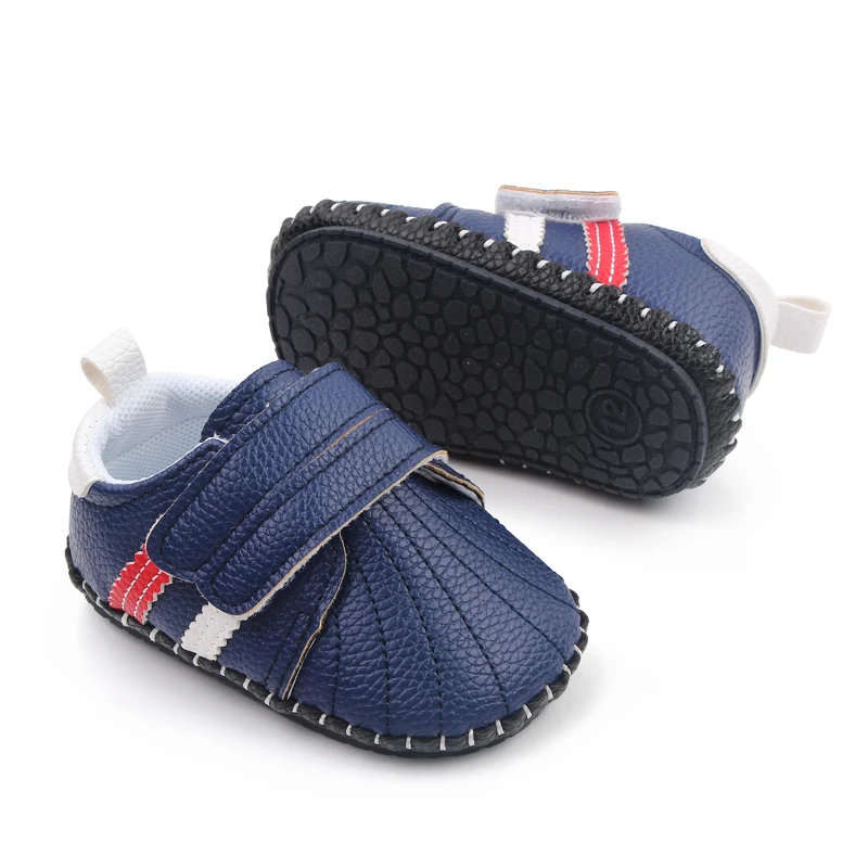 Spring and Autumn Solid Color Striped Shell Head Baby Soft Sole Small White Shoes for Walking details