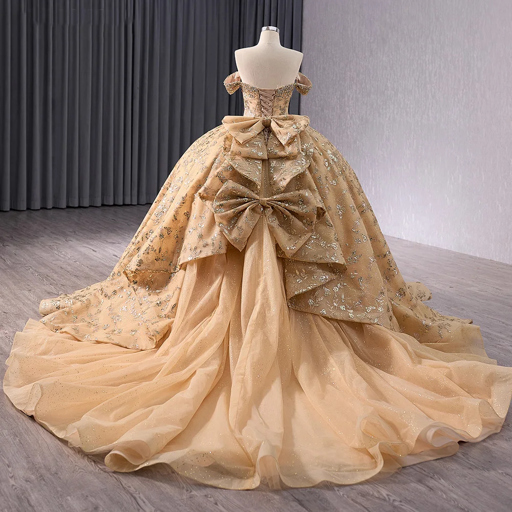 Gold Sequins Bow Tie Long Wedding Guest Dress Organza Ball Gown Sweetheart Flowers Evening Dresses Appliques Beading Rsm241043 Gold Sequins Bow Tie Long Wedding Guest Dress Organza Ball Gown Sweetheart Flowers Evening Dresses Appliques Beading Rsm241043