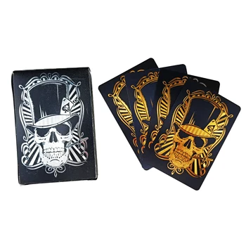 Black Skeleton 24K Gold Foil Printing Poker Design Custom Playing Card Supplier Party Game Table Playing Cards