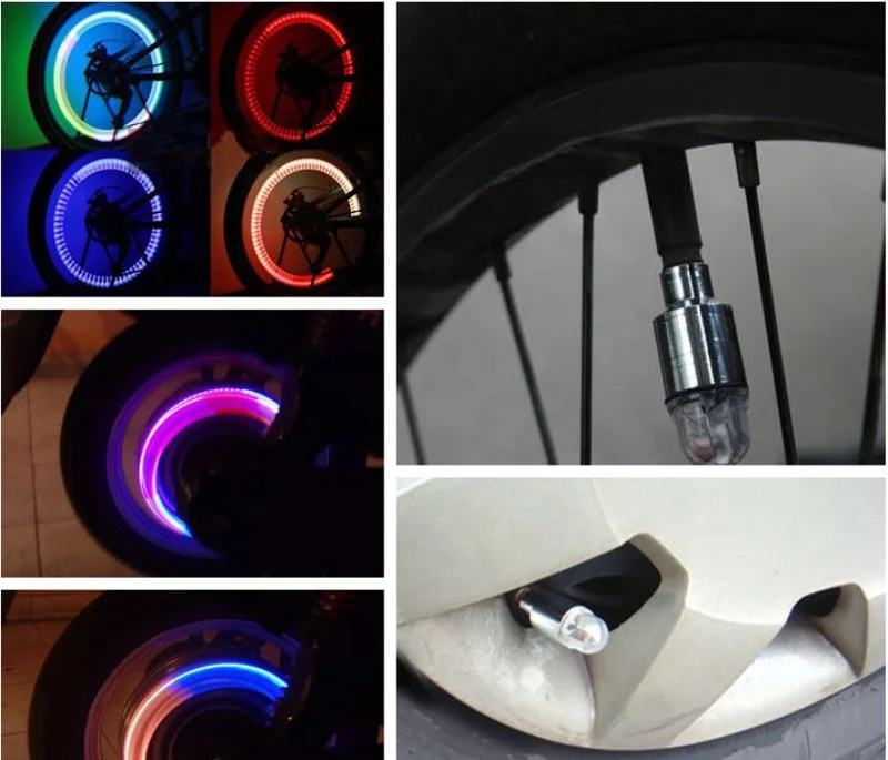 Universal Waterproof Colorful Firefly  LED Flash Tyre Wheel Valve Cap Tire Stem Light Lamp for Bike Car Motorcycle