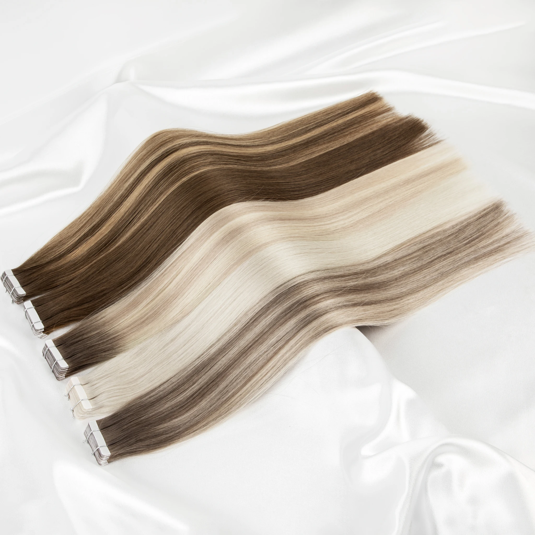 LeShine Wholesale Tape in Hair Extention Natural Looking 100% Human Ombre Tape Hair Double Sided Blond Tape Hair Extensions