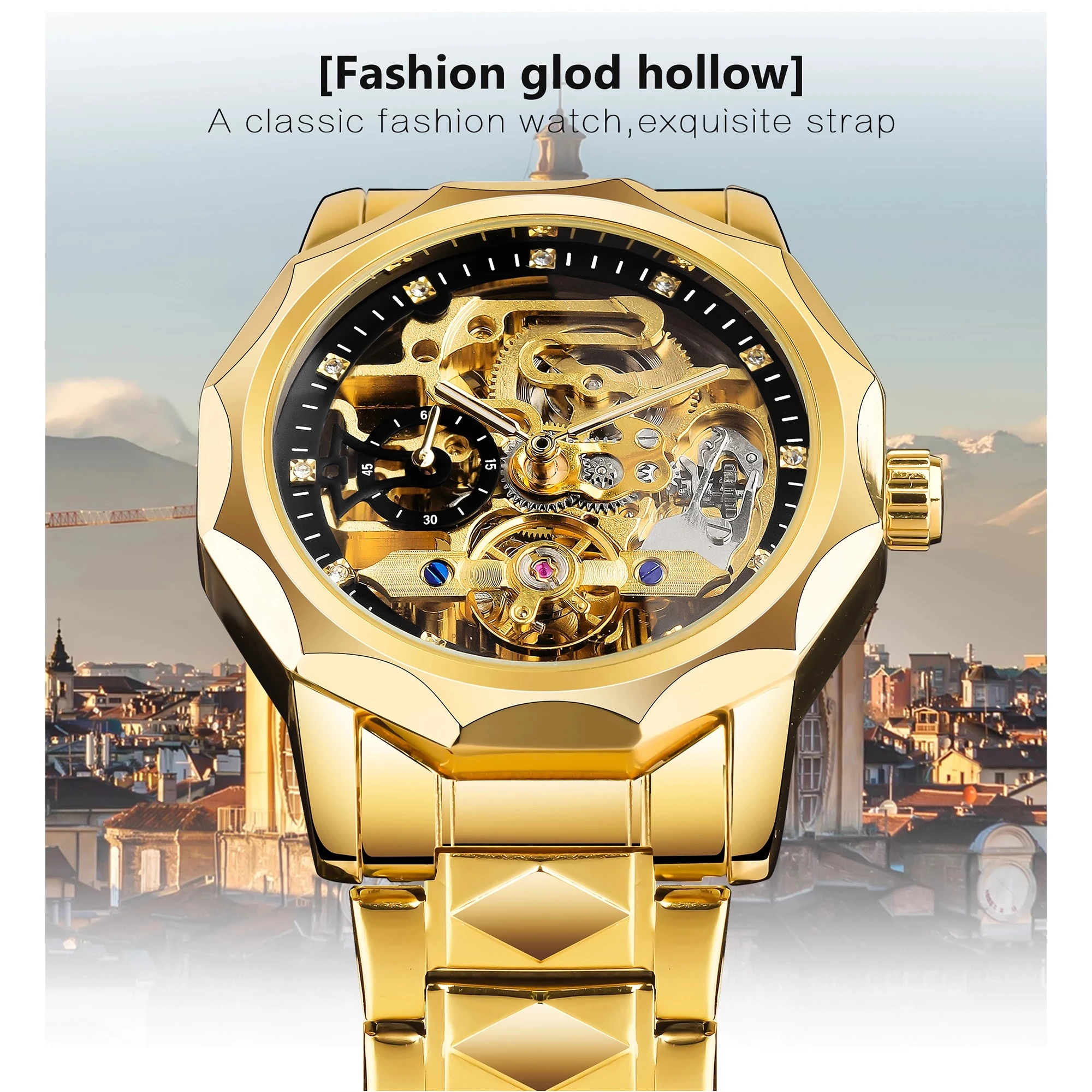 Forsining Orologio automatico da uomo in argento Orologio da polso con