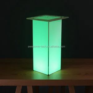 Wireless Waterproof LED Illuminated Acrylic Coffee Table Multi-Color Cocktail School Park Gym Apartment Basement Wine Cellar Bar