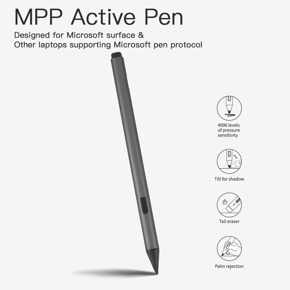 Penna stilo compatibile con Microsoft Surface Pro 4/5/6/7/8/9/10/11/Studio/Book/Laptop/Go, touch screen con sensibilità alla pressione 1024 Penna stilo per tablet PC e telefoni cellulari S Pen