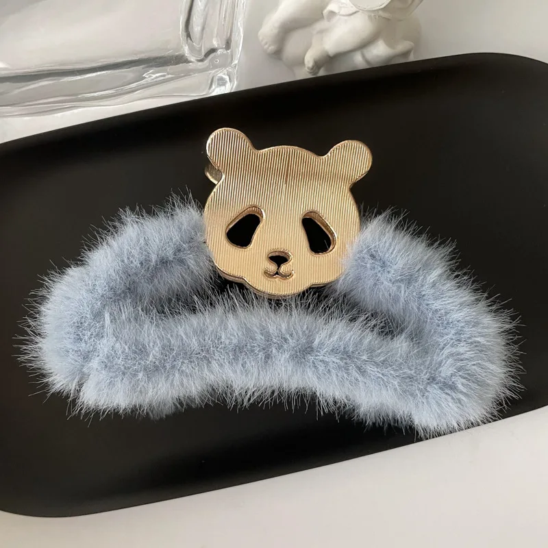 Lovely Faux Fur Furry Hair Accessories Star Delu Bunny Carton Anime Hair Side Claw Clips For Gifts