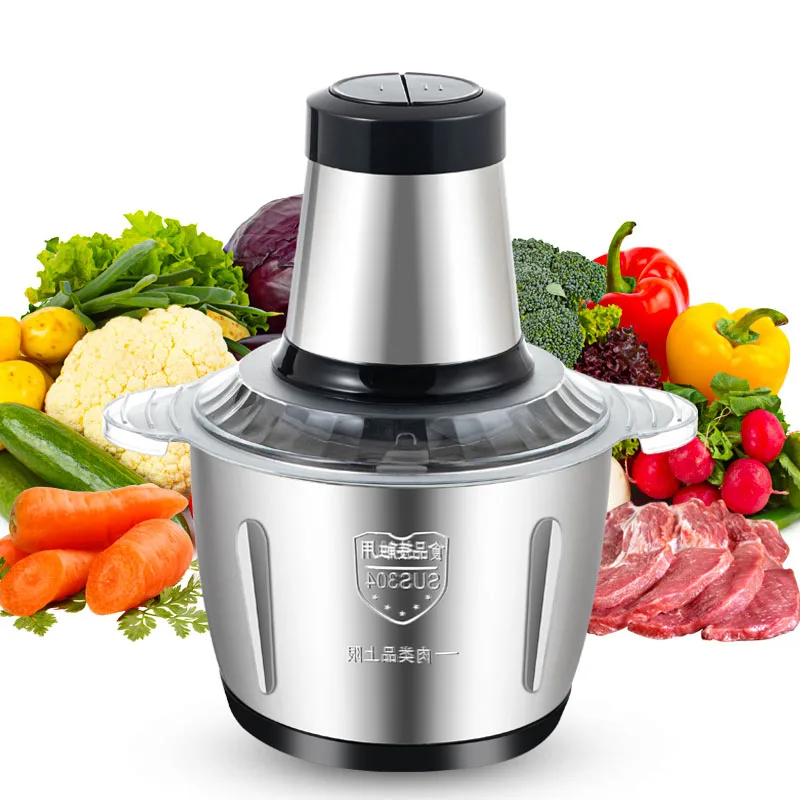 Кухонный кухонный комбайн для овощей и мяса, мощный, 2 л, 3 л, электрическая мясорубка из нержавеющей стали