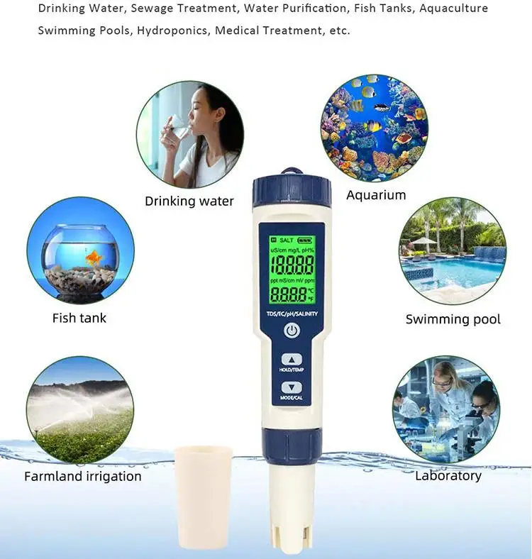 Tds EC Meter Digital Water Tester Portable 3 In 1 Temp TDS EC Meter Temperature Test Pen Detector For Drinking Water Aquarium