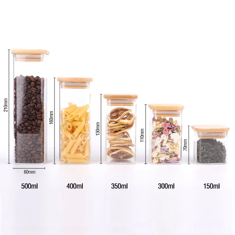 Tyglass Hot Sale Home And Kitchen Mason Storage Jar Square Glass Spice ...