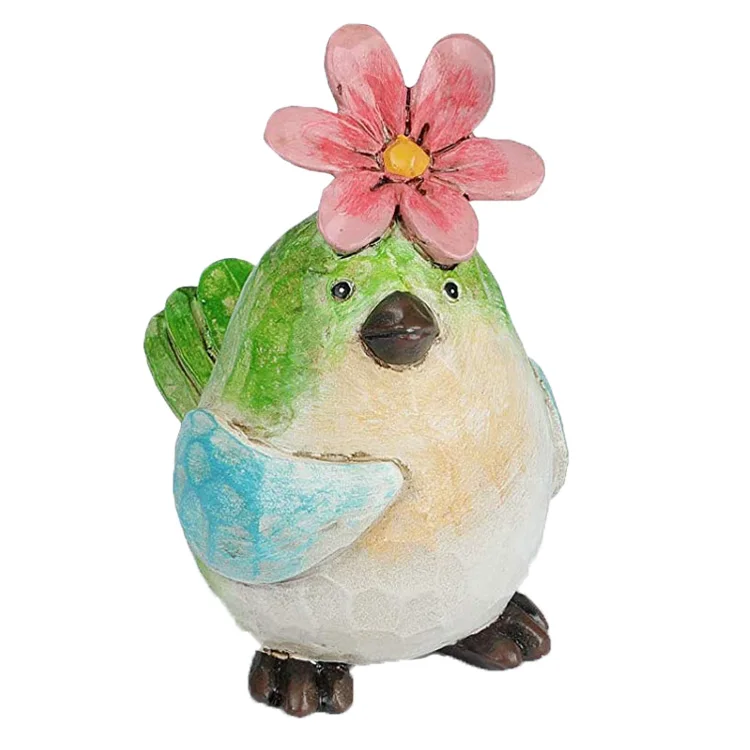 新しい1個入りカラフルな鳥の置物、花付き、鳥の装飾ギフト、手描きの