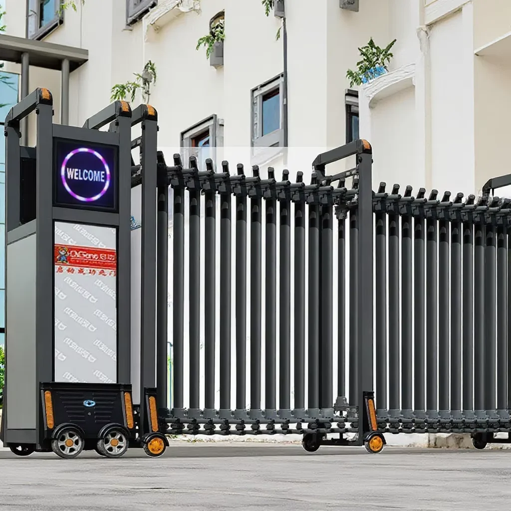 Qigong Manufacturer Automatic Retractable Gate Collapsible Gate Retractable Gate with Safety Sensor for Hotel School Factory Use