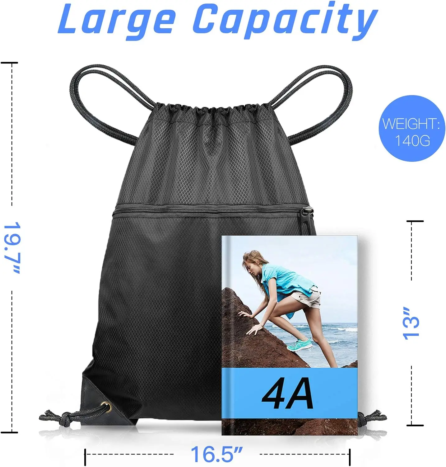 New Swimming Camping Beach Waterproof Recycled Black Heavy Duty