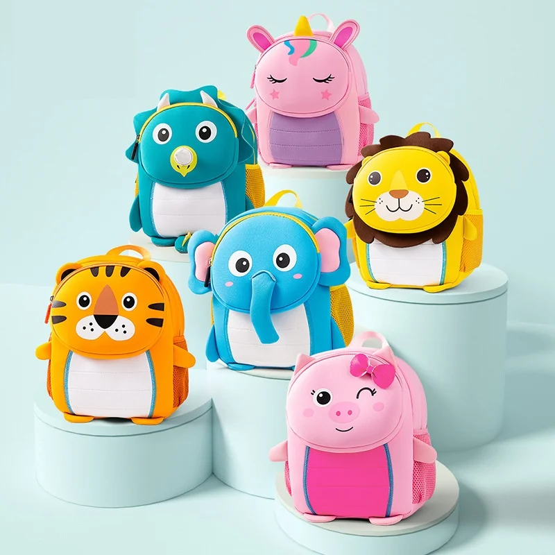 Custom Neoprene 3D Animal Waterproof Backpack For Kids School Use_voghion.com