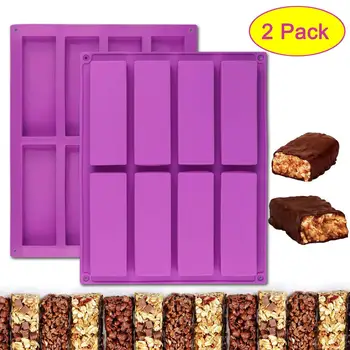 8 Cavity Large Rectangle Granola Bar Silicone Mold/Nutrition/Cereal Bar Molds Energy Bar Maker for Chocolate cake soap
