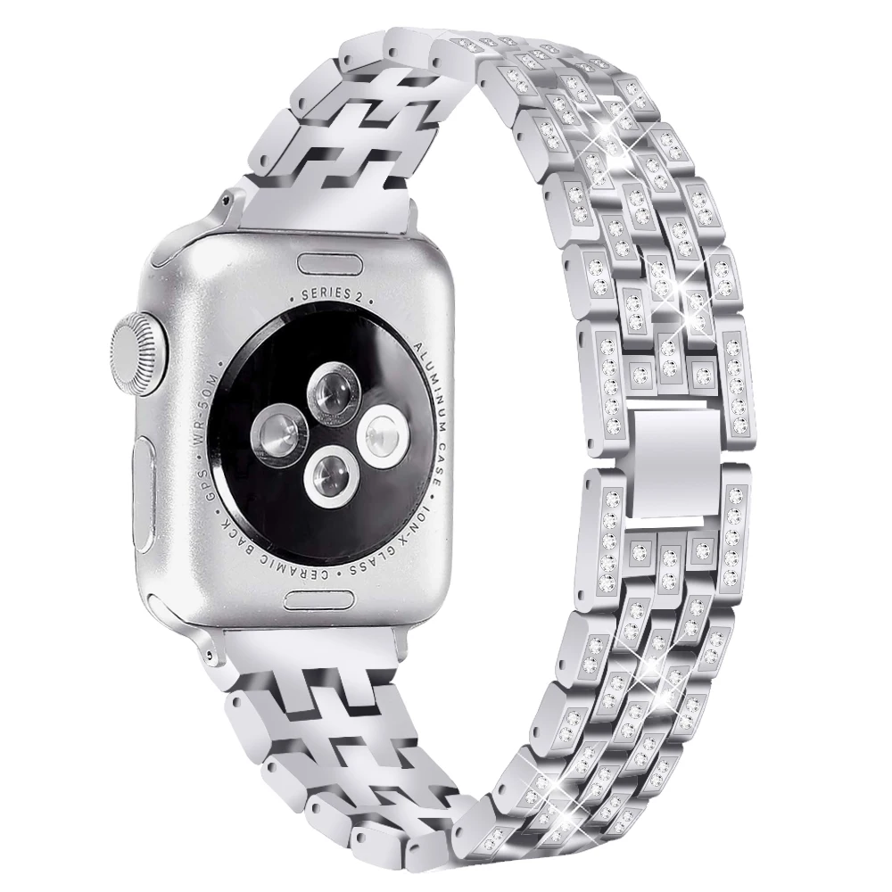 钻石oem智能手表带表带金属不锈钢钻石,适用于apple watch表带 - buy