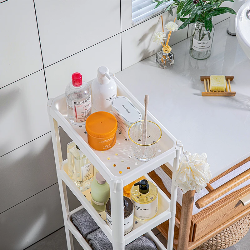 Storage Cart Rolling Laundry Cart Bathroom Shelves Organizer with Wheels for Bathroom Laundry Pantry Kitchen Narrow