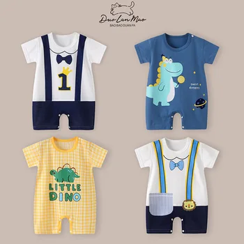 Custom 0-12 Month Newborn Baby Clothes Infants Boys' Girls' Wears Clothing Summer Babies Romper Cotton Toddler Jumpsuit