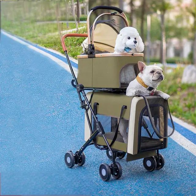 Pet Stroller Double Dogs Cats Strollers Carrier Twin Pet Stroller Multi-layer Large Space Detachable Separable