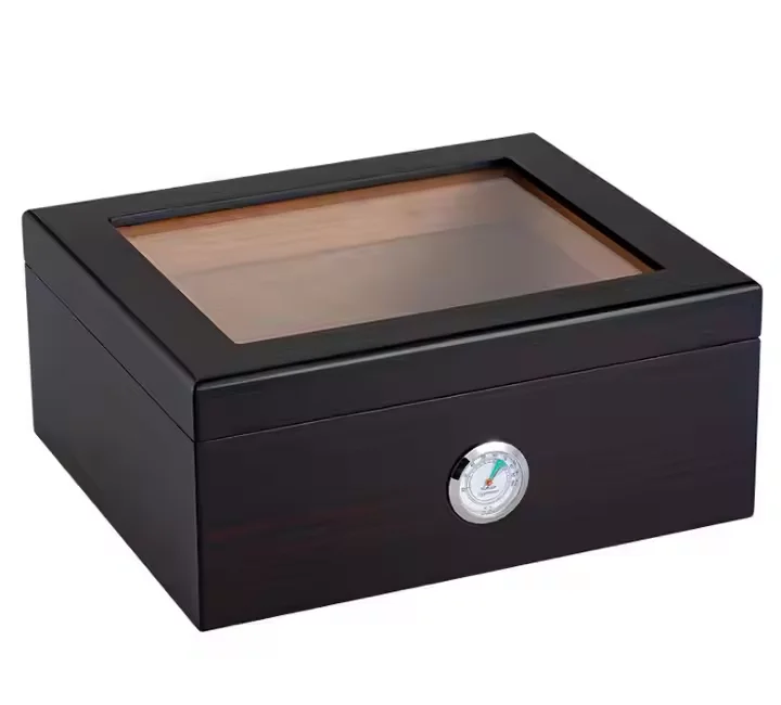 202412 Custom Wooden Cedar Cigar Boxes with Hygrometer Lock Cabinet Wholesale Wooden Luxury Zipper Display Storage Cigar Box