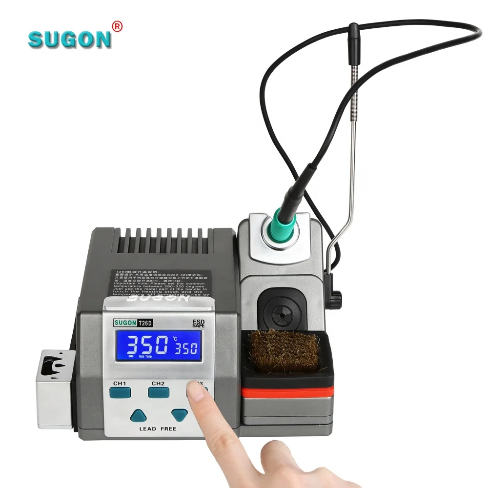Factory Sales SUGON T26D Electronics Soldering Iron Gun Kit SMD Welding Soldering Station With 210 Soldering Tips