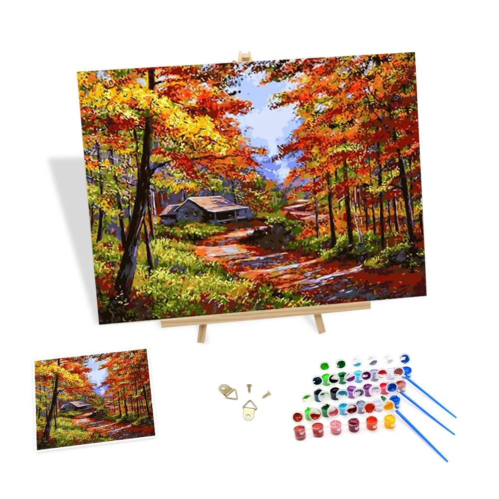 Diy Digital Painting By Numbers On Canvas Autumn Scenery For Sale ...