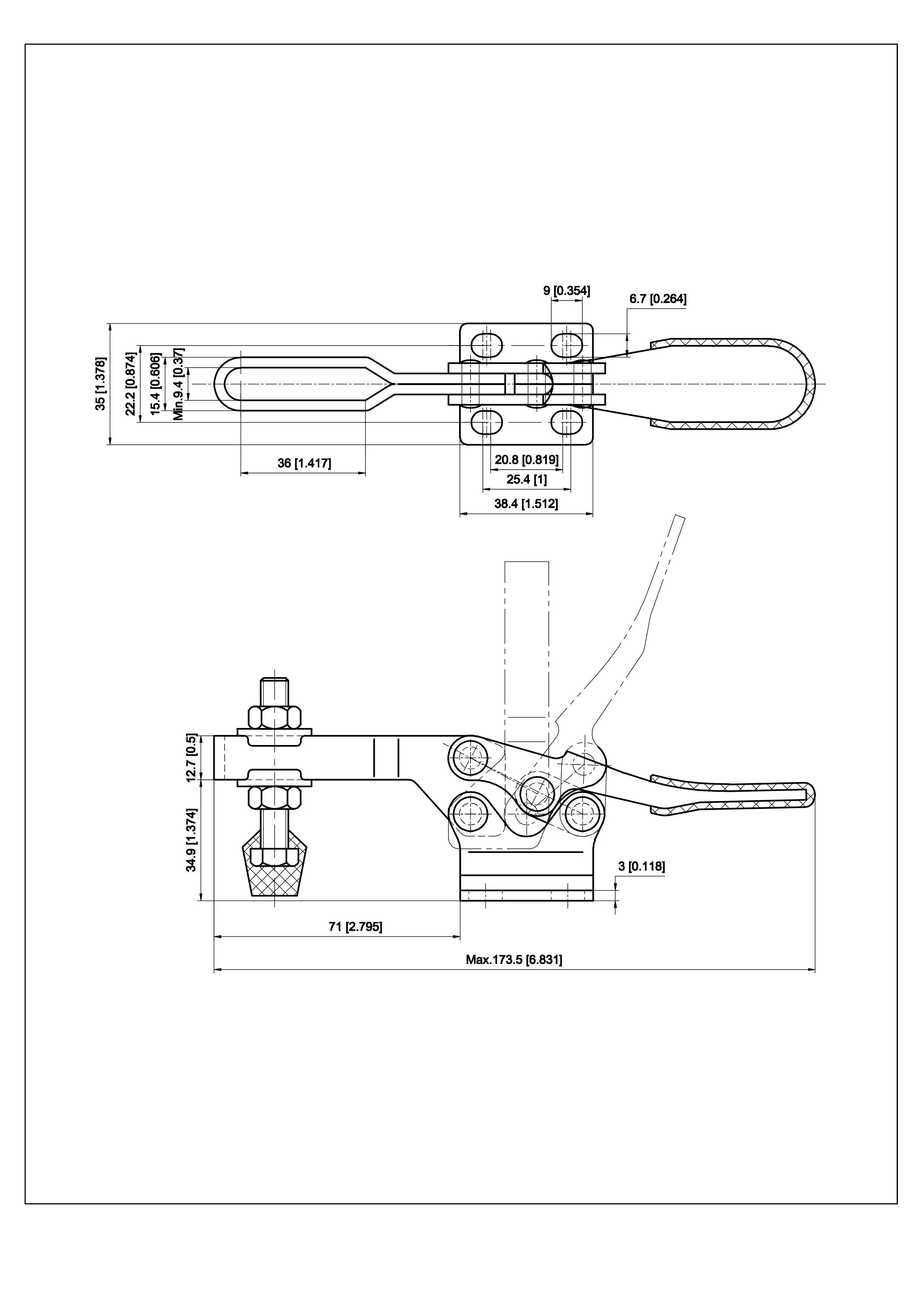 GH-225-D Adjustable Horizontal Toggle Clamp Steel and Metal with Rubber Red Plastic Covered Handle Welding Toggle Clamp