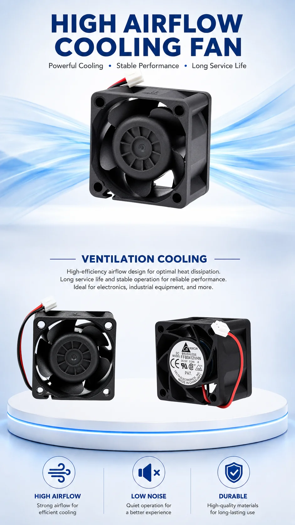 High Speed Axial Fan, 12VDC, FFB0412VHN, 4028, 40x40x28mm - detail 6