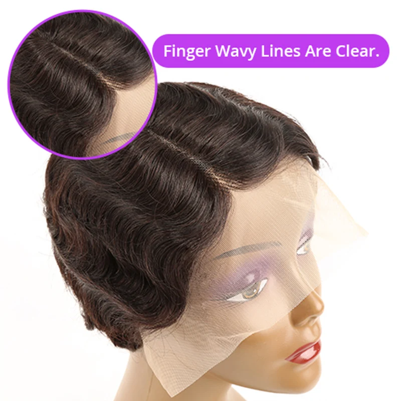 Short Bob Deep Wave Pixie Cut Transparent Lace Front Human Hair Wigs Black Women Brazilian Loose Deep Curly Wavy Human Hair Wig