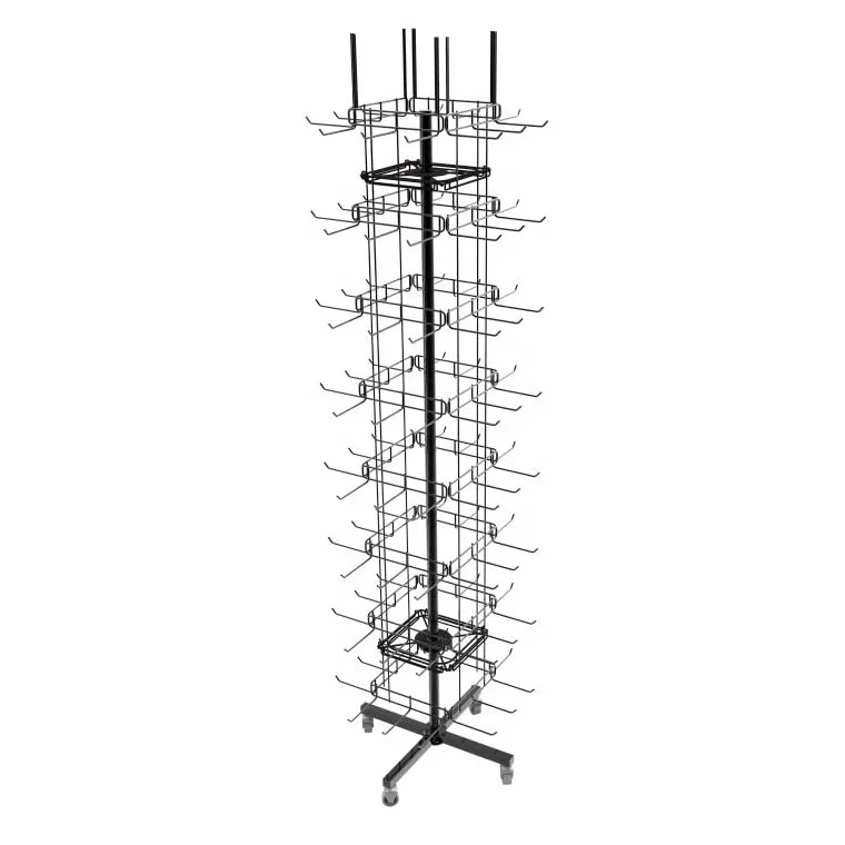 Rotating Keychain Display Rack Metal Movable Flooring Keychain Display Stand