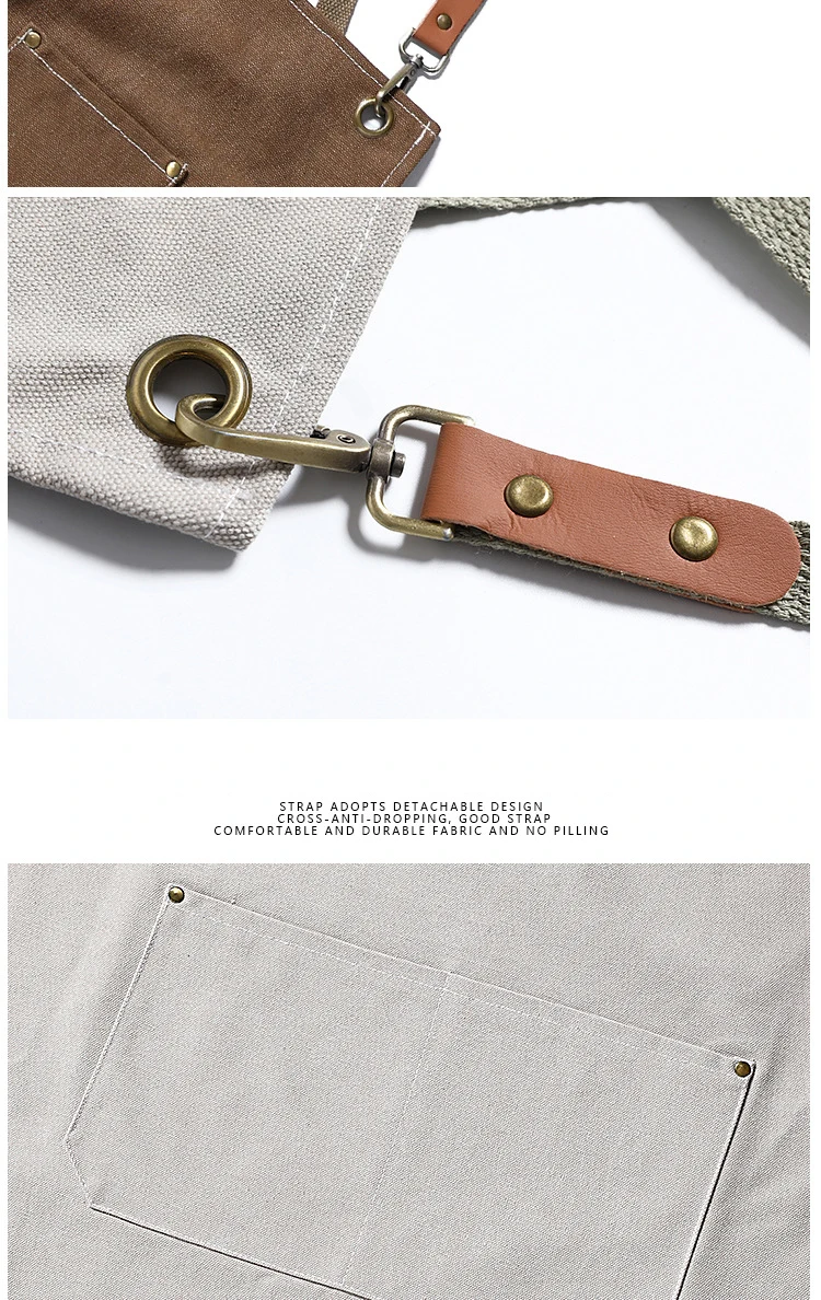 Leather Canvas Kitchen Aprons for Woman Men Chef Stylist Apron Grill Restaurant Bar Shop Cafes Beaut