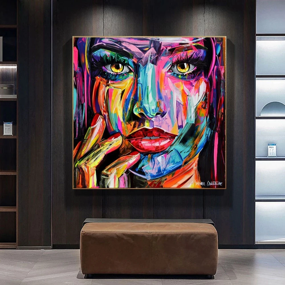 Graffiti Street Art Abstract Woman Face Oil Painting On Canvas Poster ...