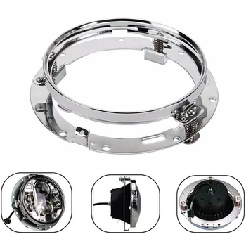 Adaptateur De Phare LED Rond 7 Pouces Noir/Chrome, Support D'anneau De Montage Pour Touring Softail FLD