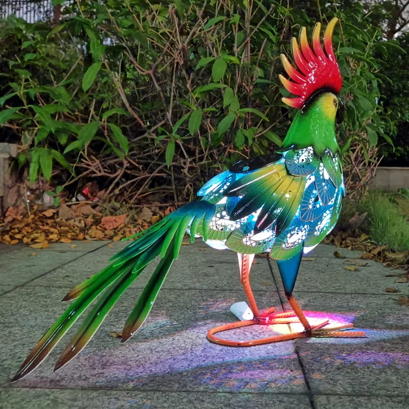 Solar Animal Lights Iron Bird Statues parrot