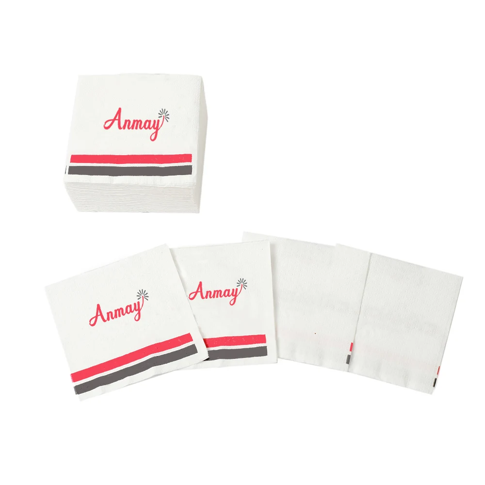 Одноразовые черные бумажные полотенца салфетки для коктейлей бара 10 см ресторана двухслойные цветные Предварительно упакованные на заказ изображения