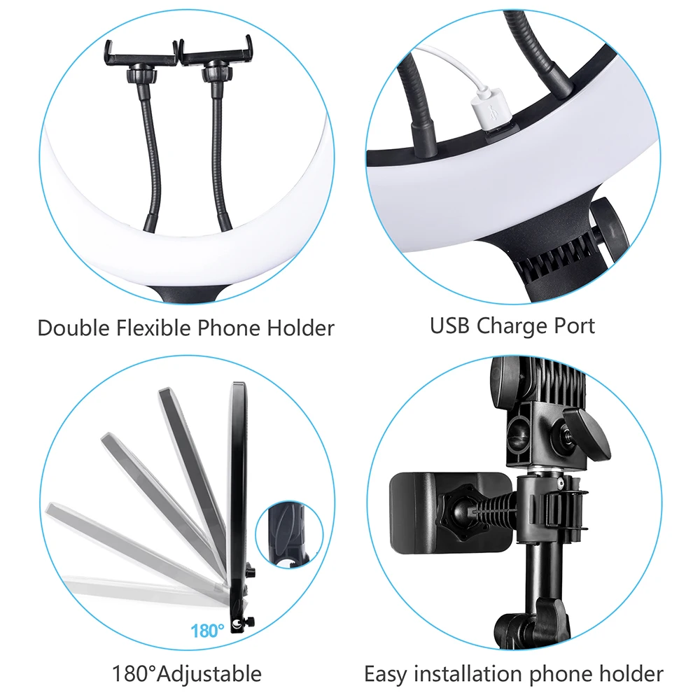 18 Inch Photography Circle Selfie Ring Light With Tripod Stand And Phone Holder Led Ring Light For Makeup