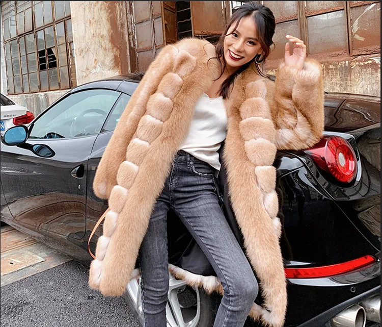Alibaba.com: STRAWBERRY CM-C-F26 Fox Fur Overknee Coat Punk Fur