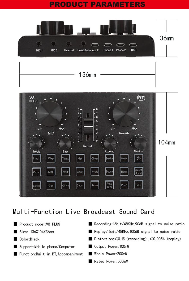 lavalier microphone V8 Plus Sound Card Mixer Singing Noise Reduction Portable Microphone Voice BM800 Live Broadcast for Phone Computer Record D6 best usb microphone