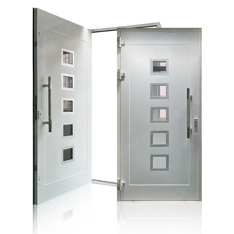 Luxury White Stainless Steel Metal Entry Main Modern Aluminum Door With