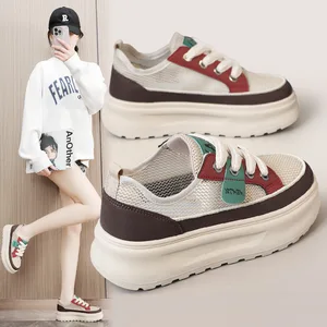 Customized Women's Sports Shoes Breathable Deodorization Mesh Shoes Thick-Soled Height Increasing Casual Shoes