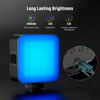 NEEWER Magnetic RGB Video Light 360 Full Color RGB61 LED Camera Light with Cold Shoe Mount Portable Photography Selfie Lighting detail image