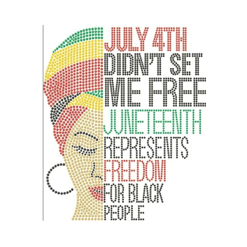 Black girl  juneteenth transfers rhinestone hotfix crystal stone custom design bulk iron on heat transfer sheets
