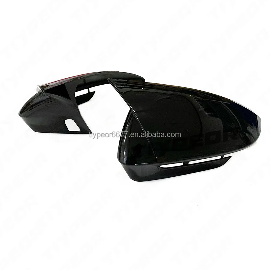 product tiypeor glossy black side rearview mirror cover trim for geely radar 6   auto exterior accessory with horn style-4