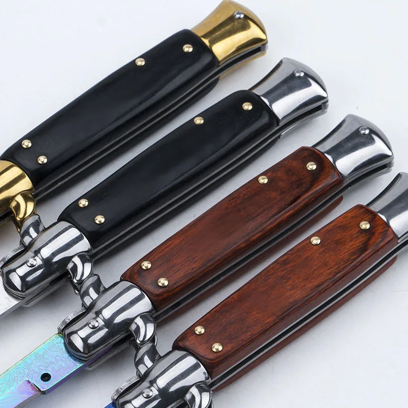 Hongrui Italian Style Single Edge Pocket Knife Stainless Steel Tactical Folding Multi Tools Outdoor Camping Hunting 440 Blade