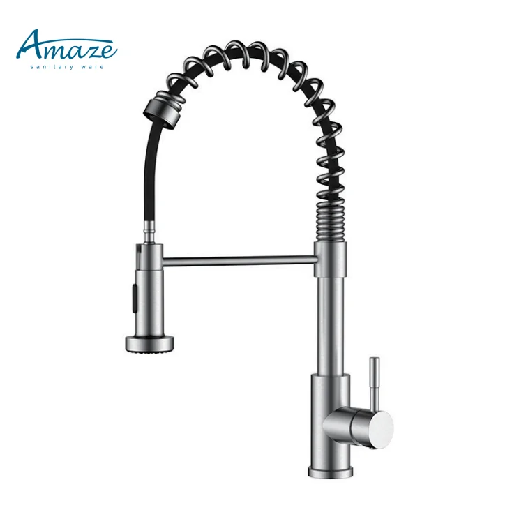 Stainless Steel 304 Free Pull Down Flexible Spring Set Pull Out kitchenaid faucet details