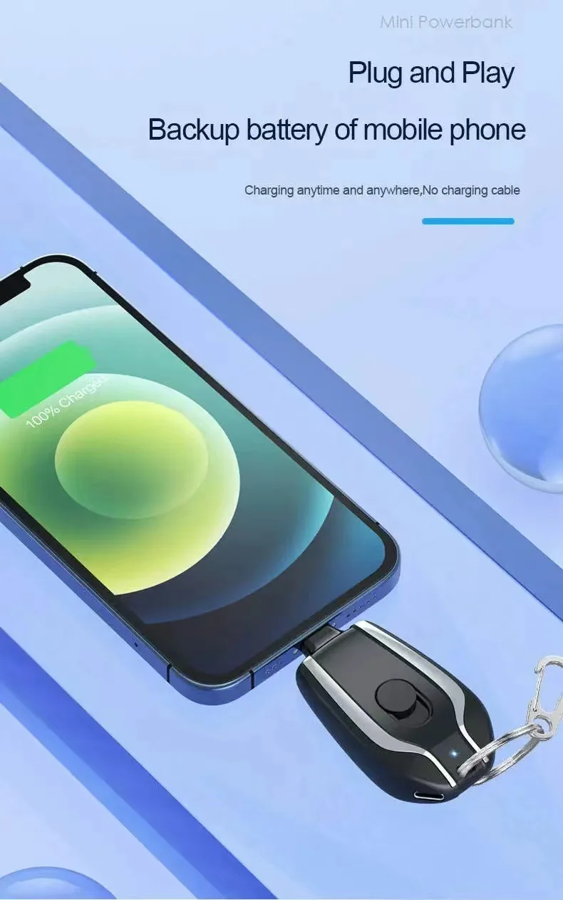 2023 Hot Selling Small Portable Emergency Keychains Charger For Iphone