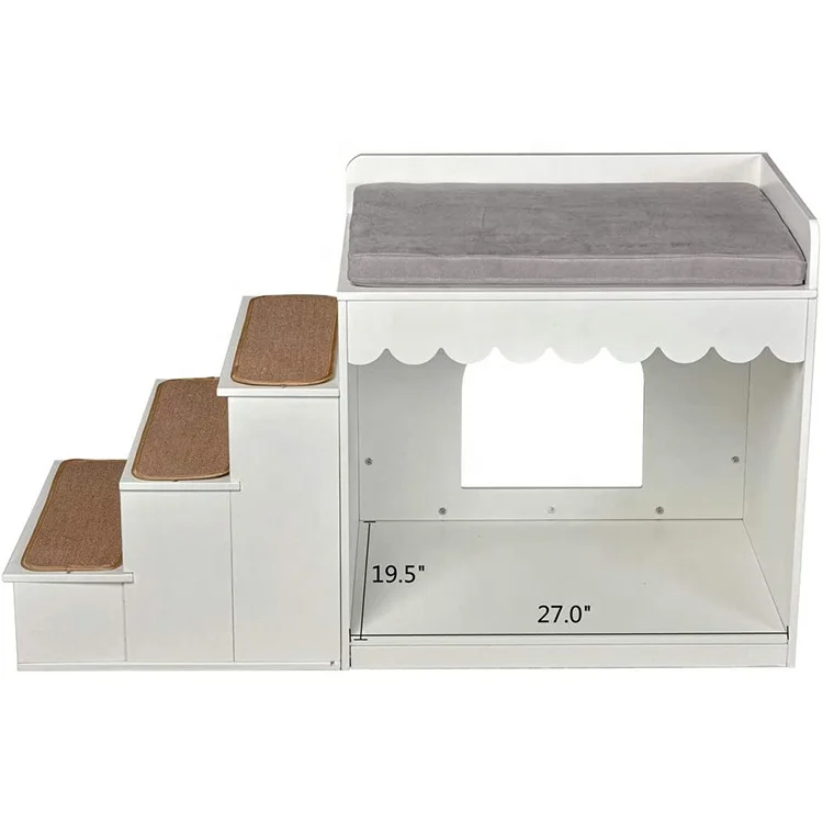 Dog Pet Multi-Level Bed Window Perch Platform Wood Stairs Bunk Bed Condo for Dog Cats