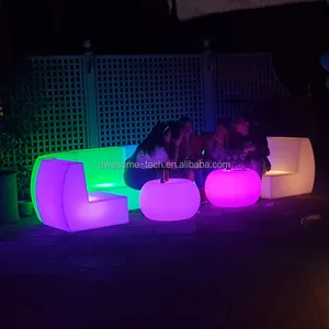 Commercial LED Color-Changing Bar Chair Stool Sofa Set Plastic Garden Event Party Wedding Outdoor Dining Furniture Glow Effect