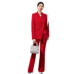 Customize Autumn Professional Regular Fit Anti-Wrinkle Office Suit Set Plus Size Two-Piece Pants Business-Ready Office Lady